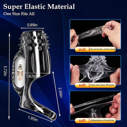 Vibrator Penis Sleeve Cock Ring Ejaculation Extender for Penis Testicles G Spot Stimulation Couples Adult Sex Toys for Men Women