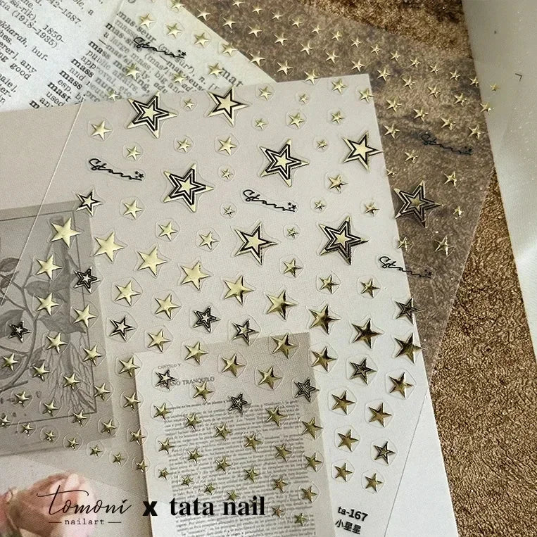 1PC 5D Korean Bronzing Nail Stickers Japanese Gold Silver Star Moon Luxury DIY Nail Art Decoration Decals Manicure Accessories