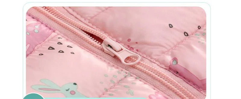 Baby Boys Girls Down Jackets Kids Cartoon Bear Zipper Coats Autumn Boys Thin Warm Hooded Jackets Children Clothes Outerwear