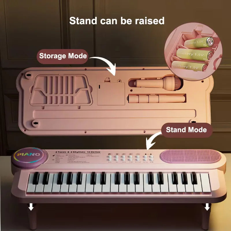 Children's Piano Keyboard 37 Keys Multifunctional Electronic Piano with Microphone Children's Early Education Educational Toys