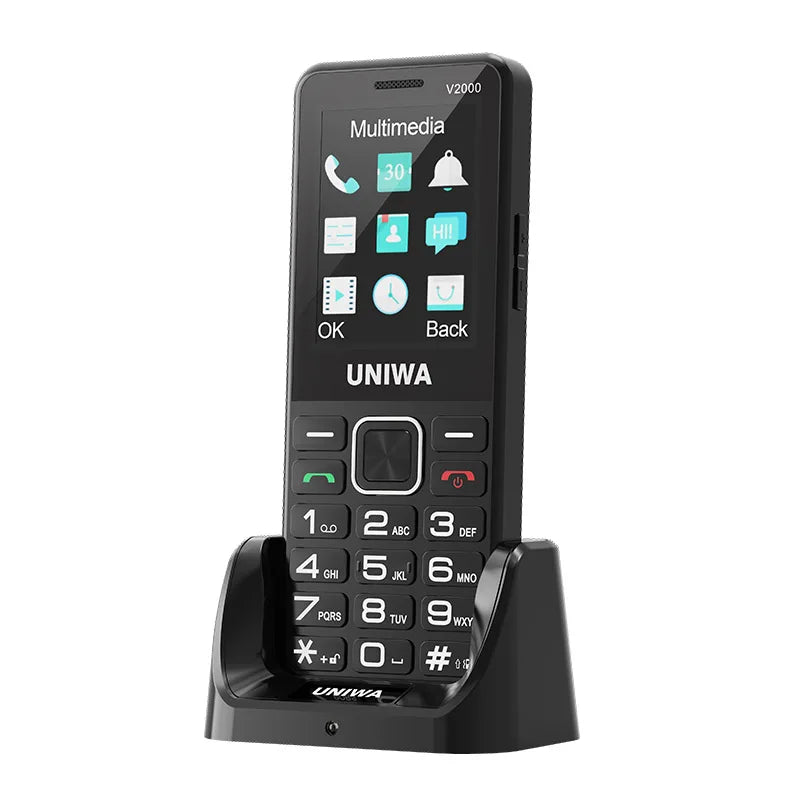 UNIWA V2000 4G VoLTE Keypad Phone 2.4 Inch Big Button Loud Volume Dual SlM 1700mAh Russia Hebrew Keyboard Feature Phones Elderly