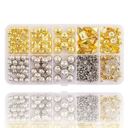 Hand Press Beads Pearl Rivet Set Circular/Irregular Shape Multi-color DIY Jewelry Making Kit with Beads Screw Heads Loose Beads