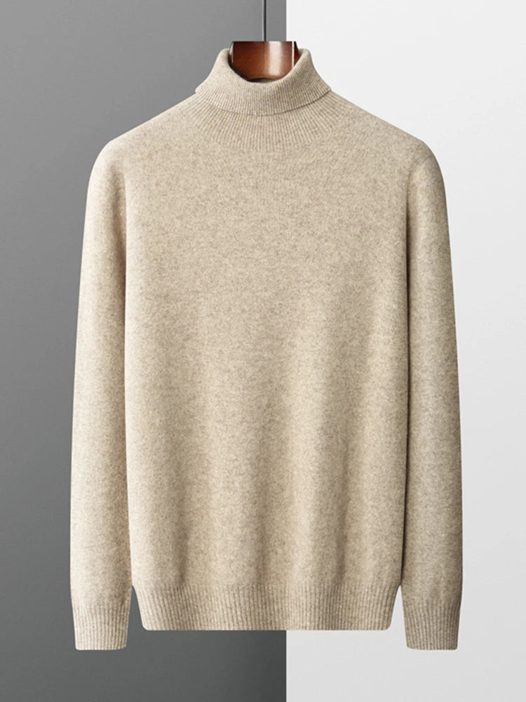 Men's Turtleneck 100% Cashmere Sweater Autumn Winter Basic Long Sleeve Pullover Cashmere Knitwear Soft Warm Comfy Clothing