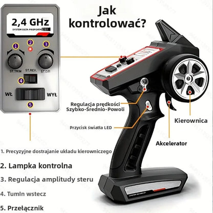 "1:16 4WD RC Car (50km/h): LED Lights, Off-road High-Speed Drift. For Boys & Off-road Fans. Monster Truck Toy – Christmas & New