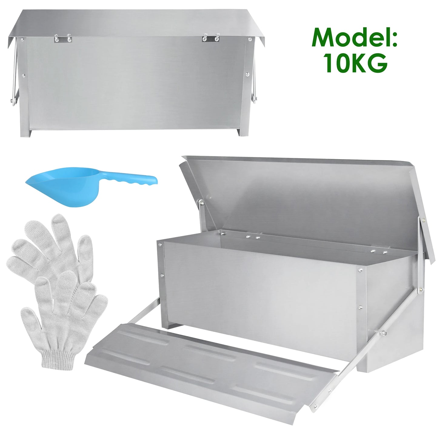 Automatic Feeder, Feeding Trough with Automatic Pedal & Mouse Protection Lid, 5KG/10KG Chicken Feeder for Farm Animals