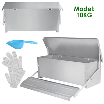 Automatic Feeder, Feeding Trough with Automatic Pedal & Mouse Protection Lid, 5KG/10KG Chicken Feeder for Farm Animals