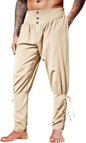 Mens Medieval Ankle Pants Renaissance Viking Pirate Lace Up Tapered Halloween Linen Costume Trousers Cargo Pants