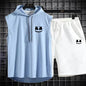 Brand Summer Men's Two Piece Set CasualT-Shirt and Shorts Set Mens Sports Suit Fashion Short Sleeve Tracksuit Hooded T-shirt