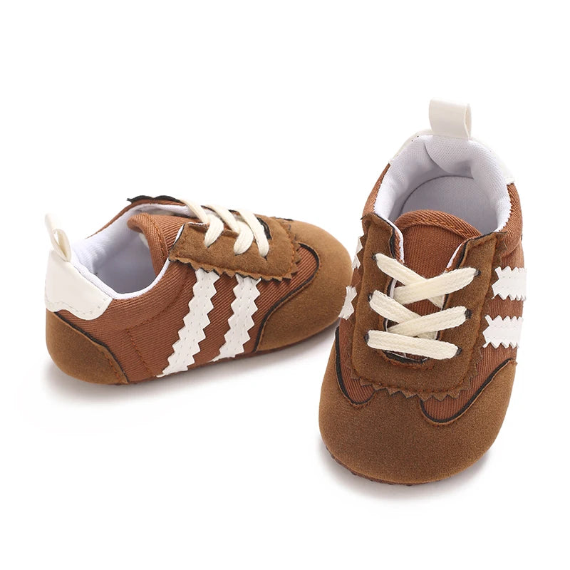 Spring and Autumn Fashion Stripes 0-1 Baby Shoes Baby Shoes Step Front Shoes Rubber Bottom Anti Slip Sneakers