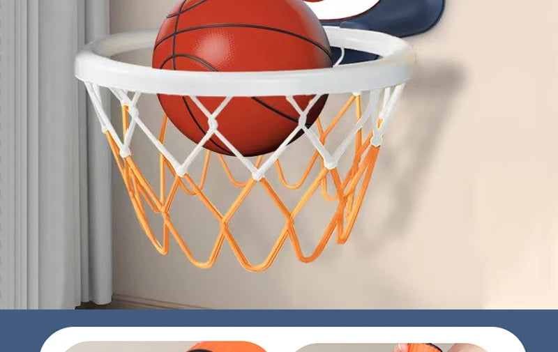 Kids Basketball Hoop with Inflatable Ball Wall Mount Indoor Outdoor Sport Toy Suction Cup Stand Portable Game Fun Play Boys Gift