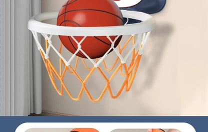 Kids Basketball Hoop with Inflatable Ball Wall Mount Indoor Outdoor Sport Toy Suction Cup Stand Portable Game Fun Play Boys Gift