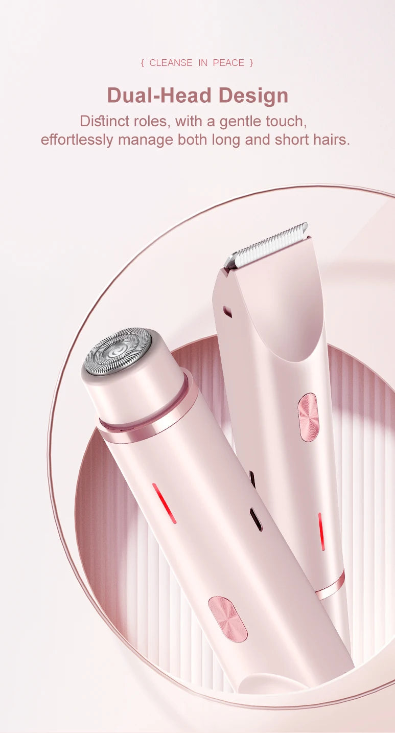 2 In 1 Women Electric Razors Bikini Trimmer Face Shavers Hair Removal for Underarms Legs Lady Body Trimmer Waterproof Painless