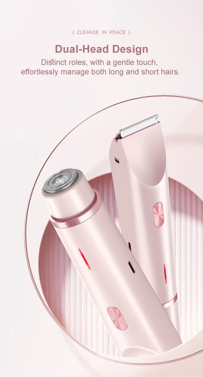 2 In 1 Women Electric Razors Bikini Trimmer Face Shavers Hair Removal for Underarms Legs Lady Body Trimmer Waterproof Painless