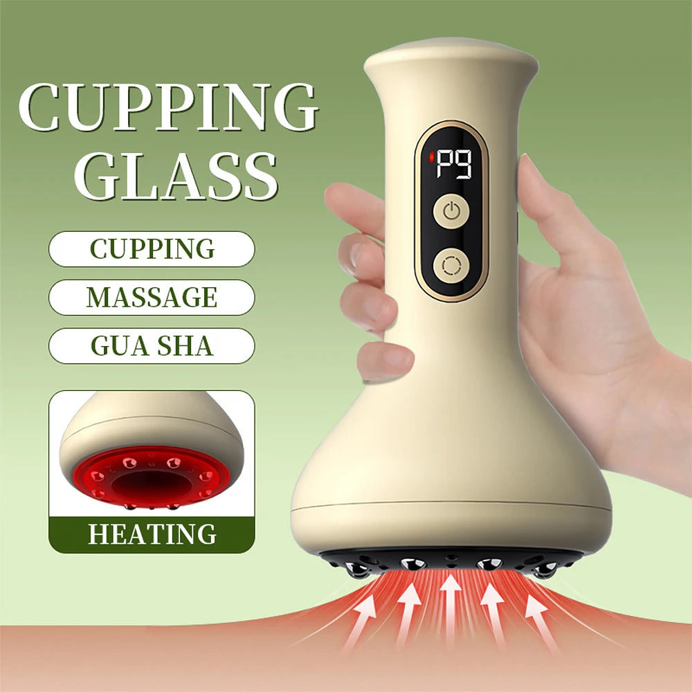 USB Rechargeable Abdominal Massager for Hot Compress and Adjustable Guasha Cupping Intensity Arm and Leg Massage Handheld