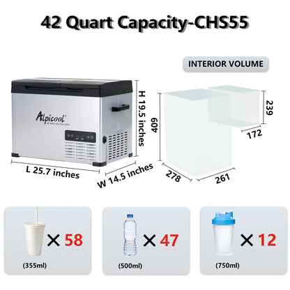 Alpicool CHS45 32L Compressor Cool Box 12 V Portable Fridge Electric Freezer Box Small Freezer for Car Camping, -20°C to 20°C,