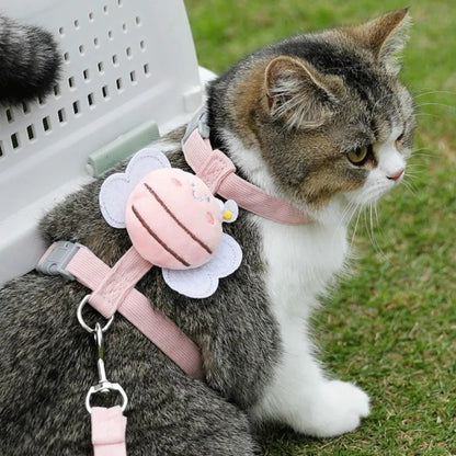 Pet Supplies Cartoon Bee Cat Harness Adjustable Breast Back Harness Dog Harness Portable Leash Set Pet Walking