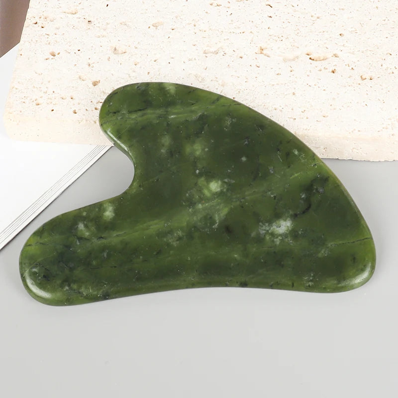 Helu Jade Gua Sha Tool Xiuyan Jade Heart-shape Massager Neck Massage Natural Massager Jade Guasha Scraper