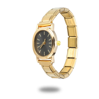 Fashion High Quality Men Women's Stainless Steel Square Round Shiny Zircon Watch Bracelet For Friend Birthday DIY Jewelry Gift