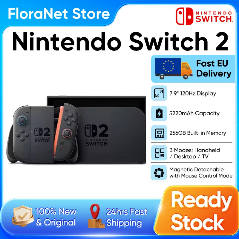 Nintendo Switch 2 Portable Game Console, 7.9 Inch Screen, 120Hz, with Joy-Con 2, Hdr, Magnetic Tv Mode, Laptop Pc
