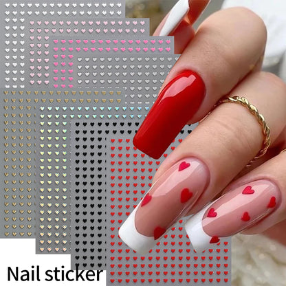 8Colors/Set 3D Love-Heart Nails Stickers Mini Sweet Hearts Self-Adhesive Nail Art Sliders Valentine's Day DIY Manicure Decals 1