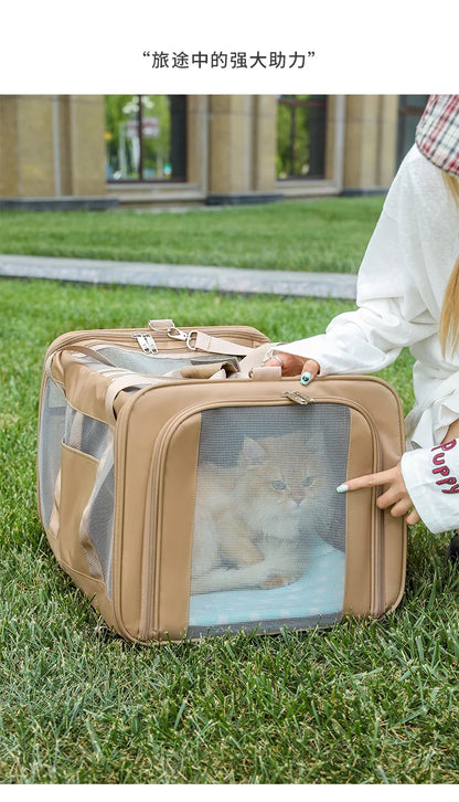 Foldable Lightweight Pet Travel Carrier Bag Breathable with 360° Swivel Wheels for Cats Dogs Portable Outdoor Pet Backpack 2026