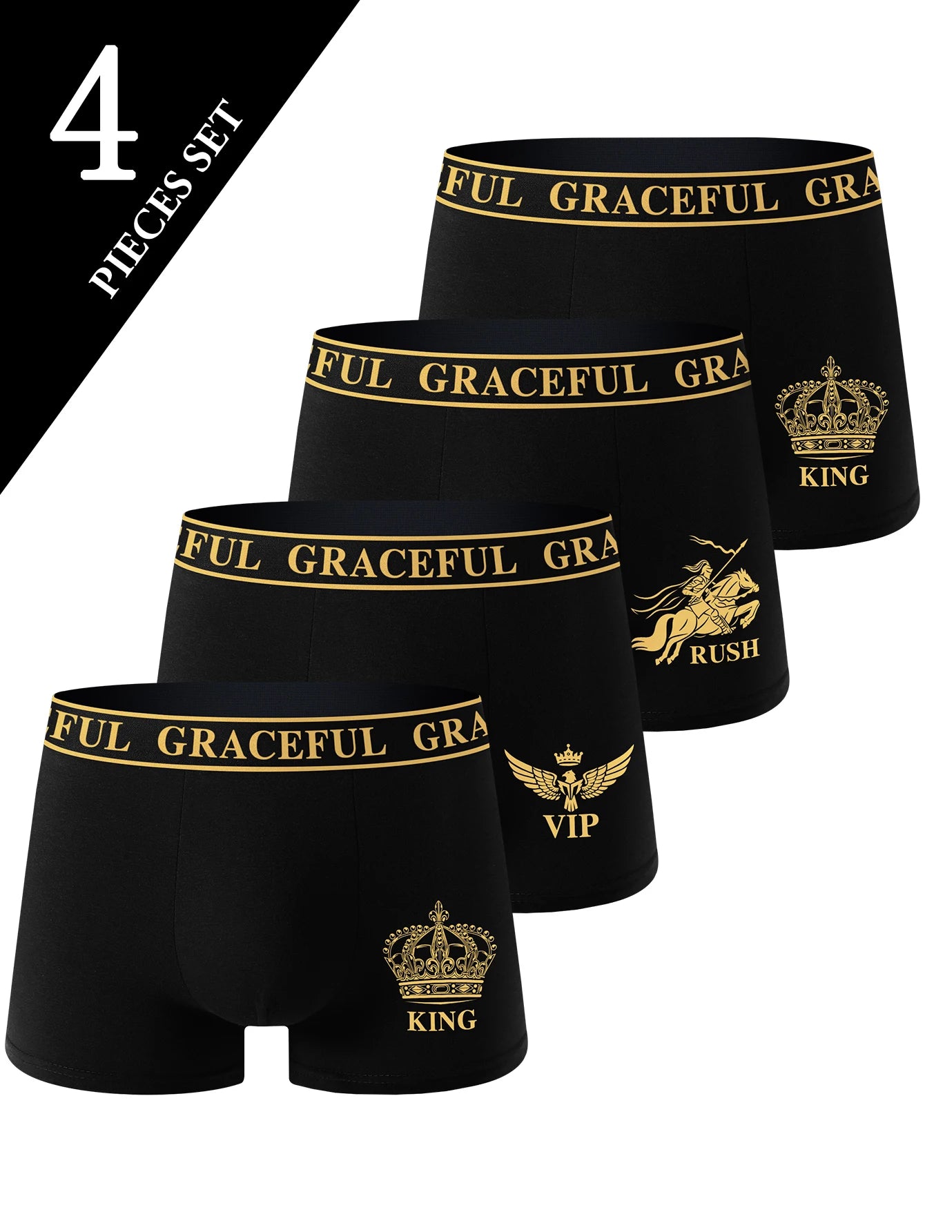 4 Piece Men's Underwear Soft Breathable Comfortable Men's Boxer Briefs High-end Black Casual Sports High Quality Men's Pants