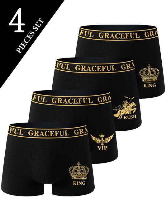 4 Piece Men's Underwear Soft Breathable Comfortable Men's Boxer Briefs High-end Black Casual Sports High Quality Men's Pants