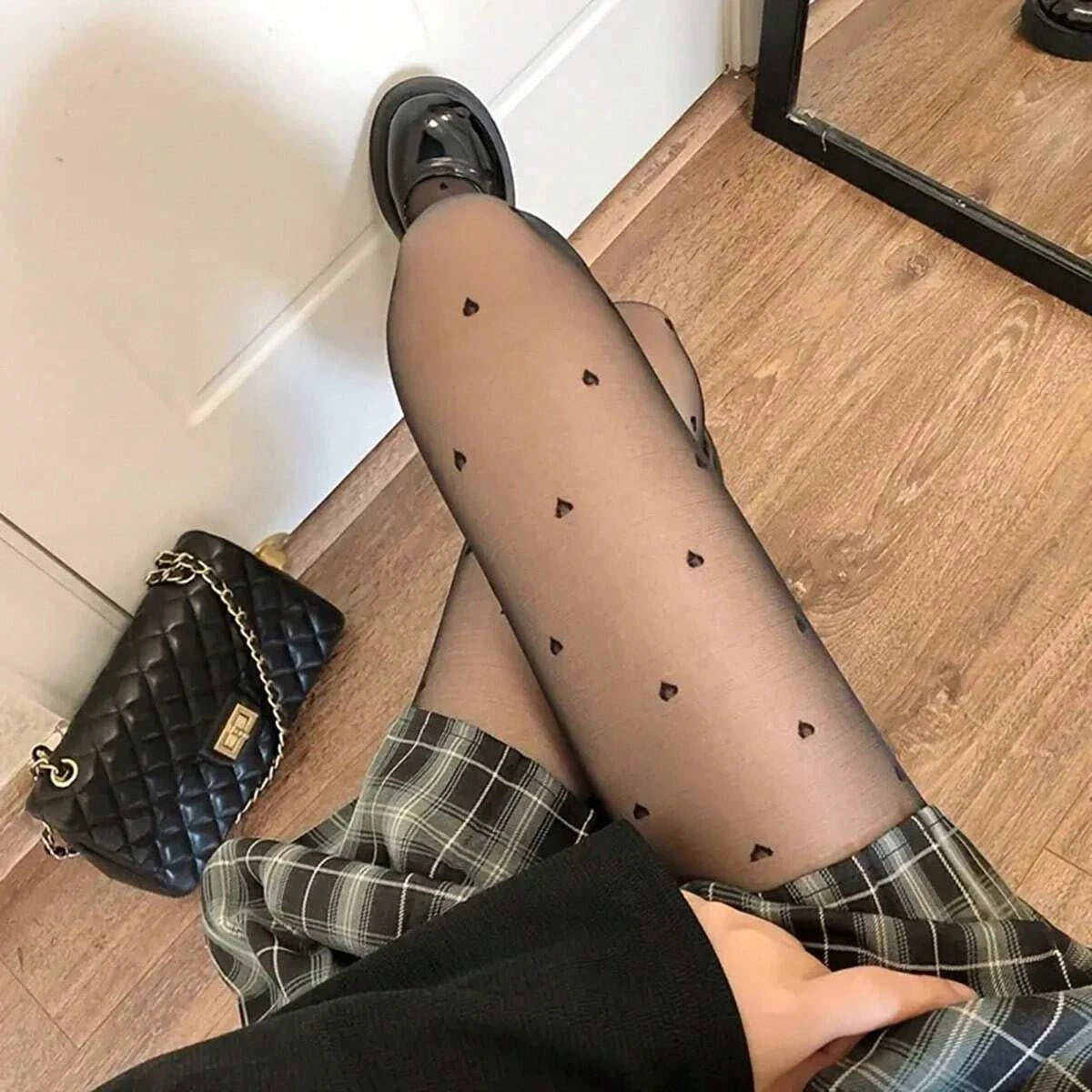 1 Piece Women'S Large Polka Dot Pantyhose Thin Black Silk Anti-Hook Silk Sexy Large Polka Dot Pantyhose