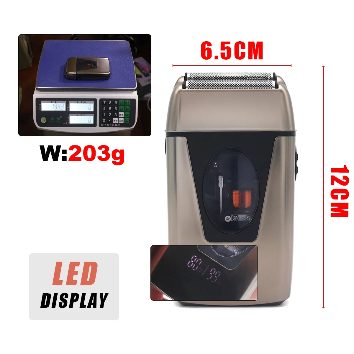 Professional Barber Shaver with Double Foil 9200RPM and LCD Display Mens Shaving Machine for Salon Use