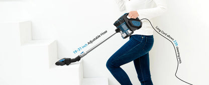 INSE Corded Vacuum Cleaner, 18000Pa Wired Stick Vacuum Cleaner Broom for Hard Floor, I5(Red, Blue)