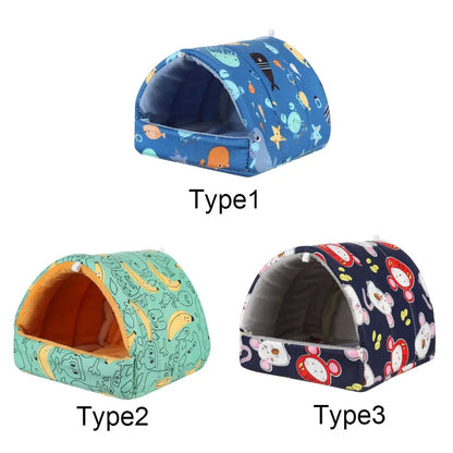 Soft Rabbit Colorful Squirrel Mini Cage Winter Hamster House Guinea Pig Nest Small Animal Sleeping Bed Warm Mat