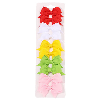 10Pcs/Set New Cute Solid Ribbon Bowknot Hair Clips for Baby Girls Handmade Bows Hairpin Barrettes Headwear Baby Hair Accessories