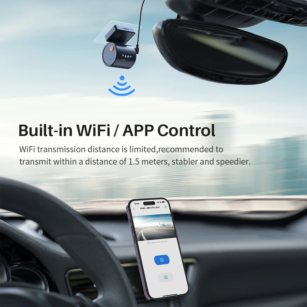 2K KAWA MINI 3 Pro Cameras for Car DVR Tiny Dash Cam 24 Parking Auto Video Recorder WiFi APP Voice Control Car dashcam