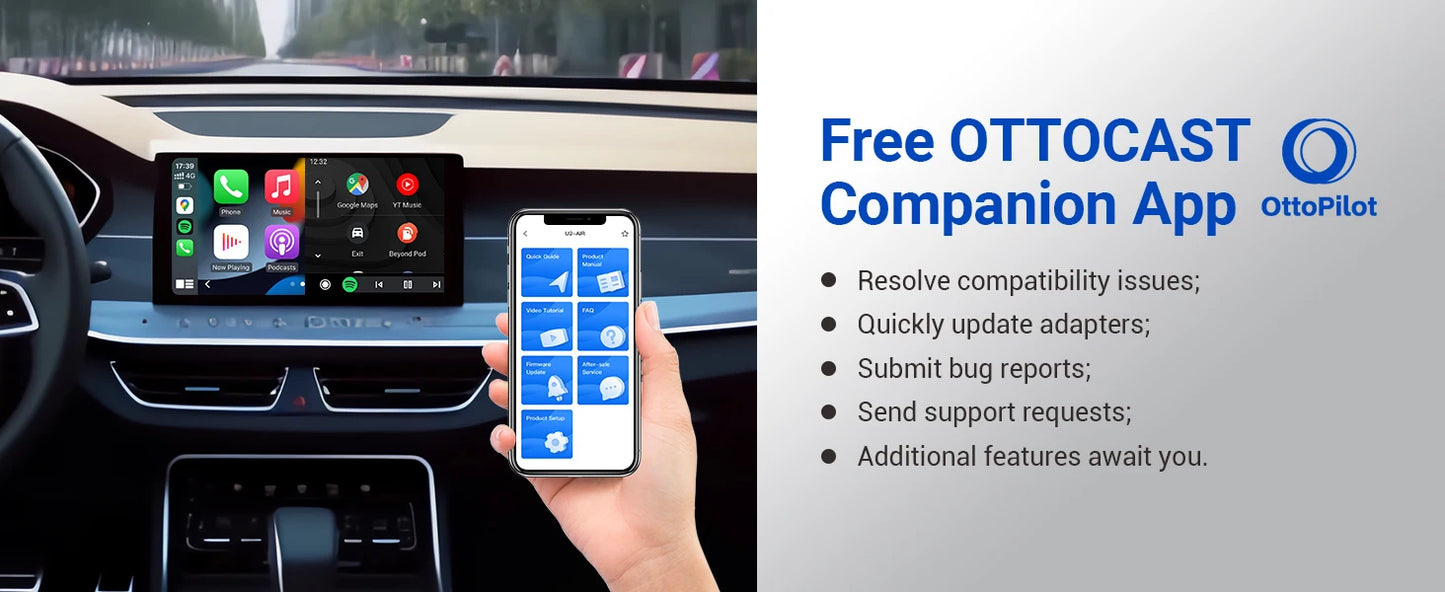 OTTOCAST Play2Video Pro Ai Box Pro Built in YouTube Netflix IPTV Video Box Wired to Wireless CarPlay Android Auto Adapter