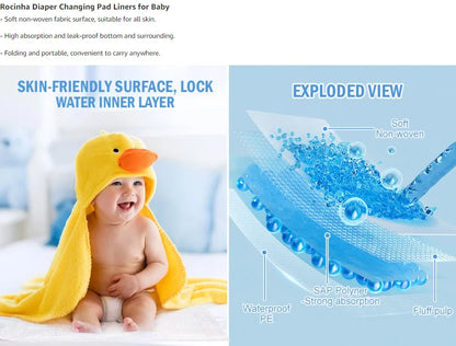 20-100Pcs Disposable Changing Pad High Absorbent Diaper Changing Pads Waterproof Leak Proof Baby Disposable Underpads for Baby