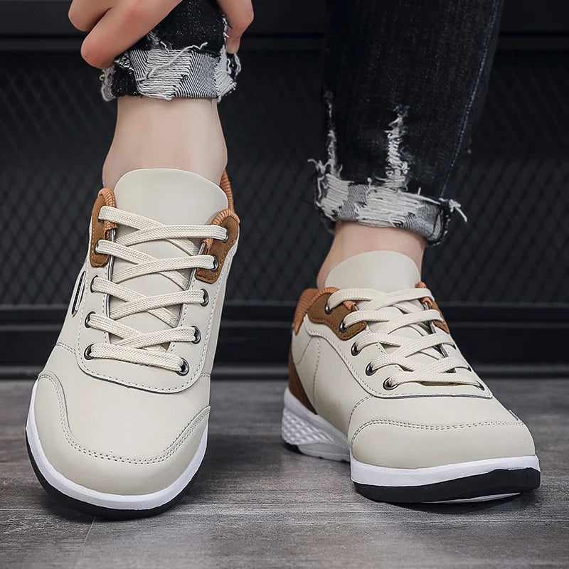 YRZL Men Shoes Spring Autumn Waterproof Walking Sneakers Leisure Male Leather Sports Shoes Non-Slip Footwear Tennis for Men