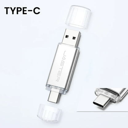 TYPE-C 2-in-1 USB 2.0 Flash Drive 64GB 512MB Real Capacity Memory Stick High Speed for Mobile Phones and Computers Business Gift