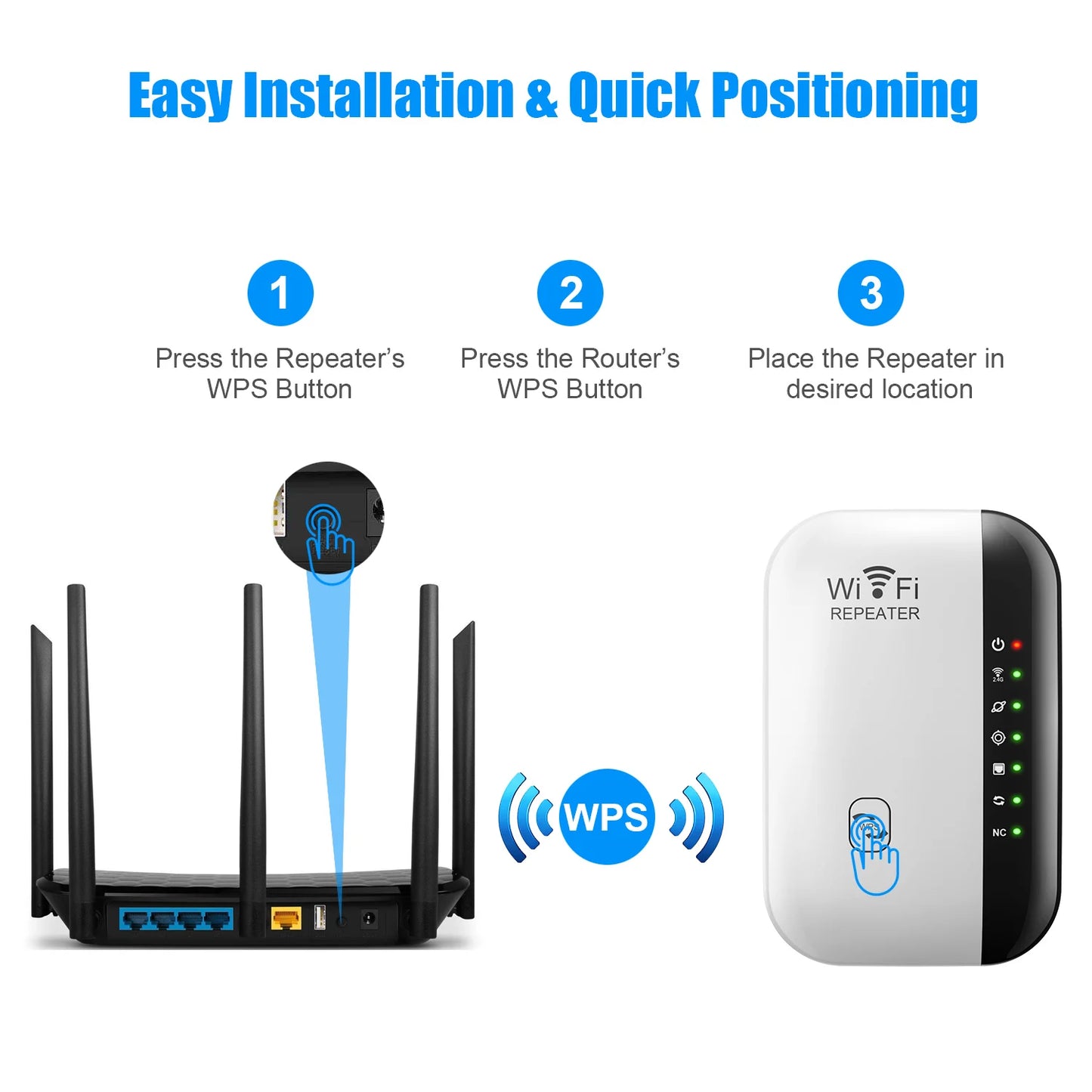 kebidumei 300Mbps WIFI Repeater Remote Wi-Fi Amplifier 802.11N WiFi Signal Booster Network Amplifier 4/7 Light Wireless Repeater