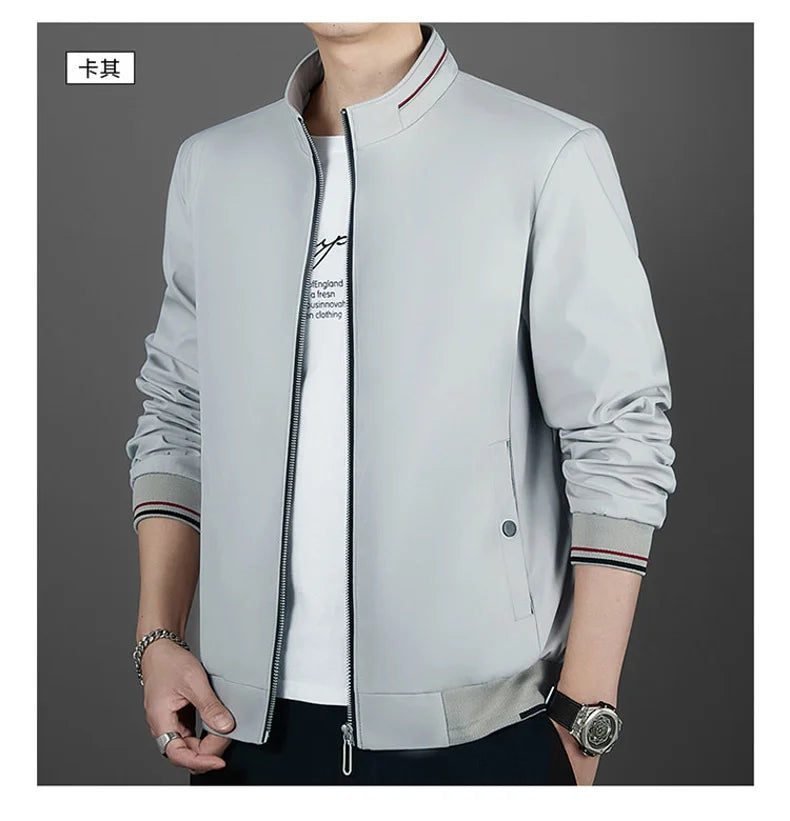 Men's Autumn Fashion Baseball Jackets Long Sleeve Stand Collar Loose Outwears Coats Sport Casual Slim Fit Business Jacket Male