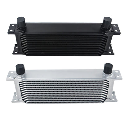 Universal 13 Rows Oil Cooler Kit + Oil Filter Sandwich Adapter + Nylon Stainless Steel Braided An10 Hose W/ PQY Sticker+Box