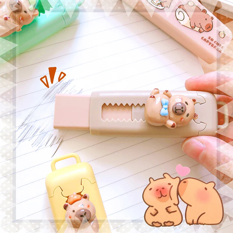 Kawaii Stationery Aesthetic stationery Office supplies school items Gift for kids Eraser  Cute Capybara  Eraser funny Rubber