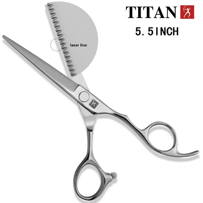 TITAN Professional Laser Wire Hair Scissors Haircut Scissor Cut Barber Cutting Shears Hairdresser Scissors JP 440C Steel 6 Inch