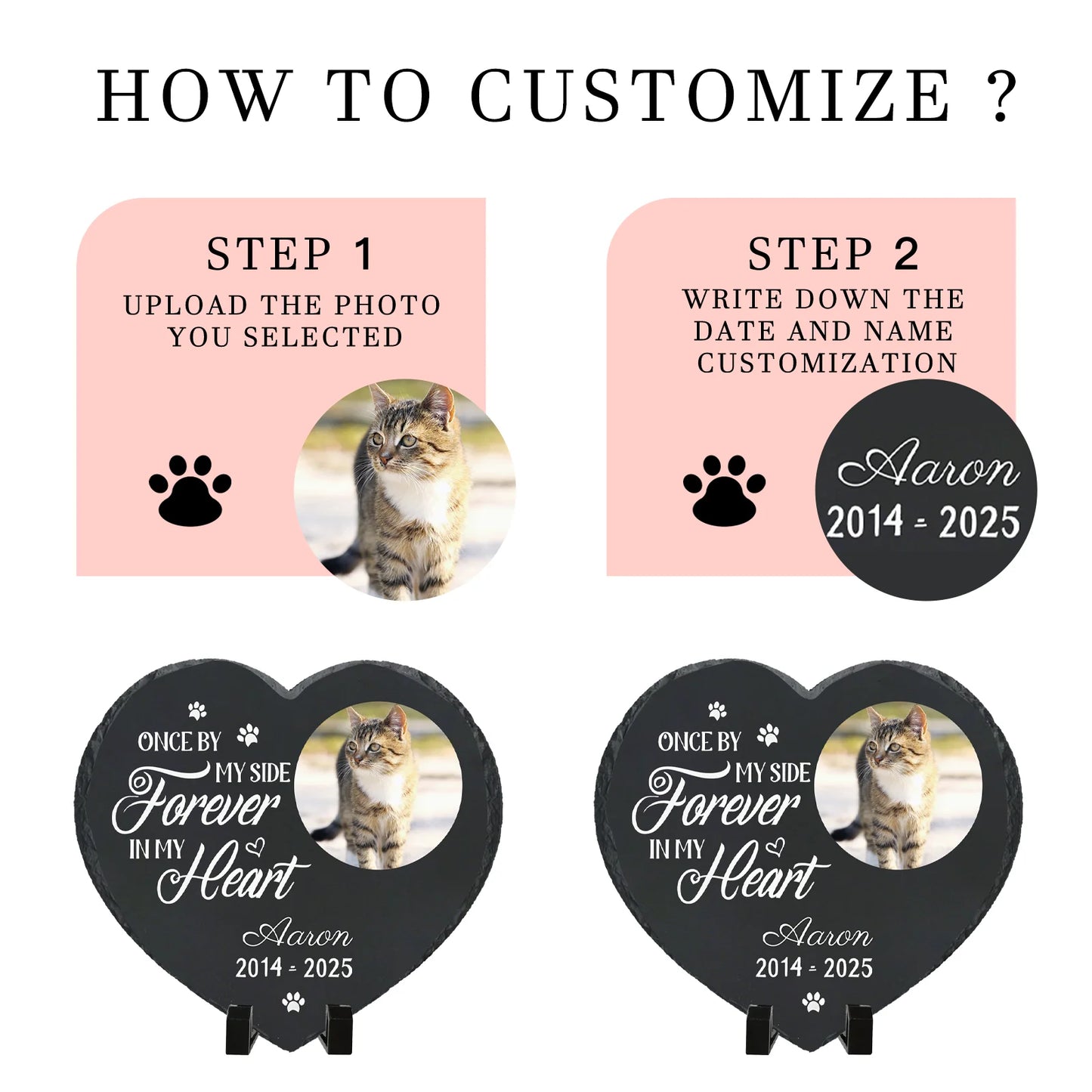 Personalized Pet Memorial Stone,Custom Cat Grave Marke Plaque With Photo&Name,Garden Slate Tombstone Pet Loss Remembrance Gift