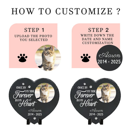 Personalized Pet Memorial Stone,Custom Cat Grave Marke Plaque With Photo&Name,Garden Slate Tombstone Pet Loss Remembrance Gift