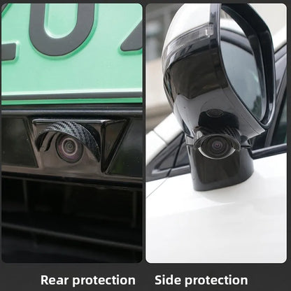 Car Reversing Camera Rain Cover Car Rear Camera Rain Cover Carbon Fiber Pattern Car Rear View Camera Protection Trim Dust Shield