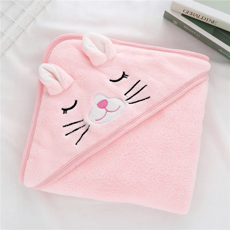 Baby Bath Towel Boy Girl Baby Towel Newborn With Hood Cartoon Coral Fleece Infant Towel Blanket Newborn Baby Bathrobe Infan