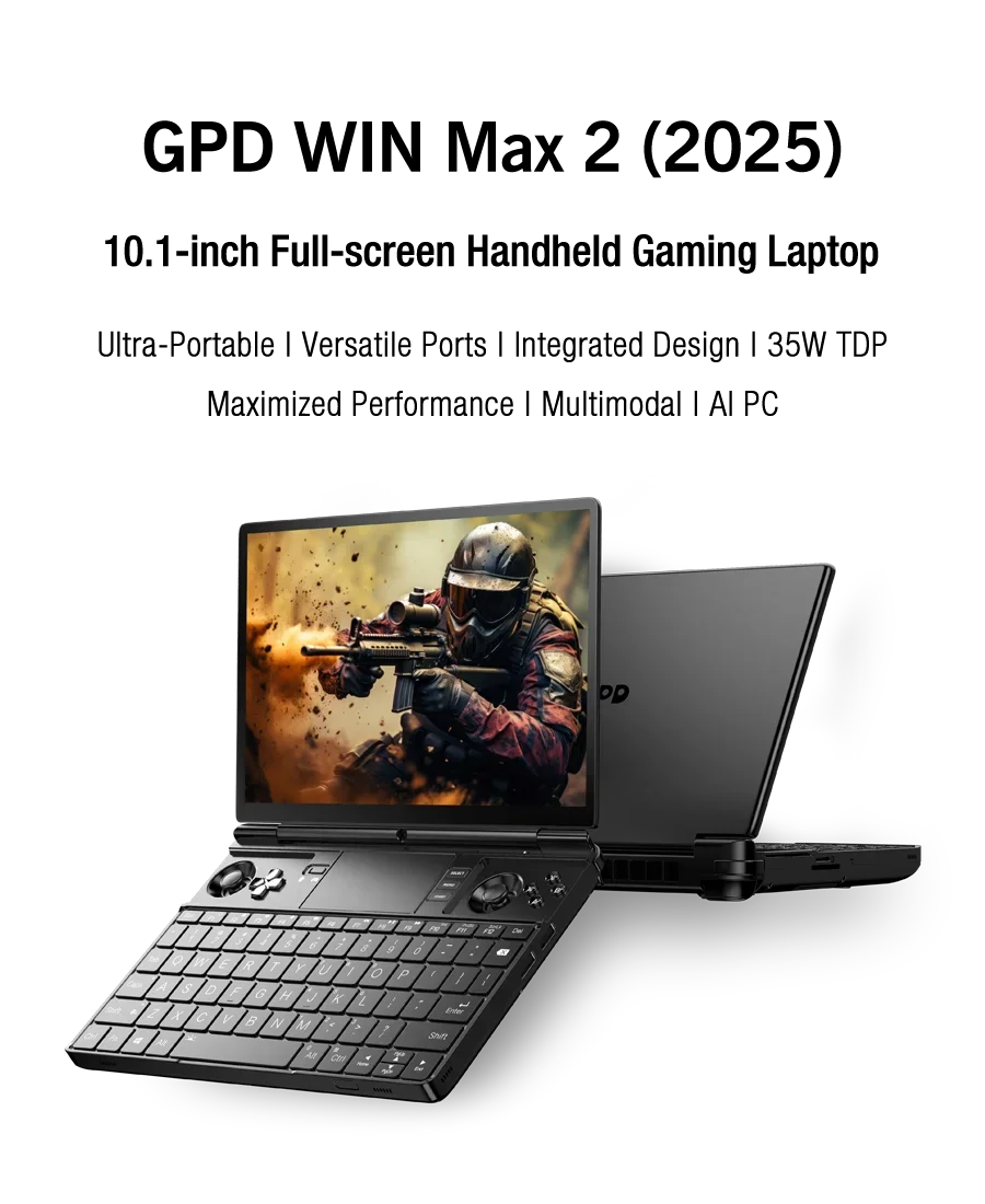 Fierce Ultra GPD 2025 WIN Max 2 Gaming Laptop - 32GB RAM 1TB/2TB SSD AMD 8840U CPU AI9 HX370 Mini PC for High-Performance Comput