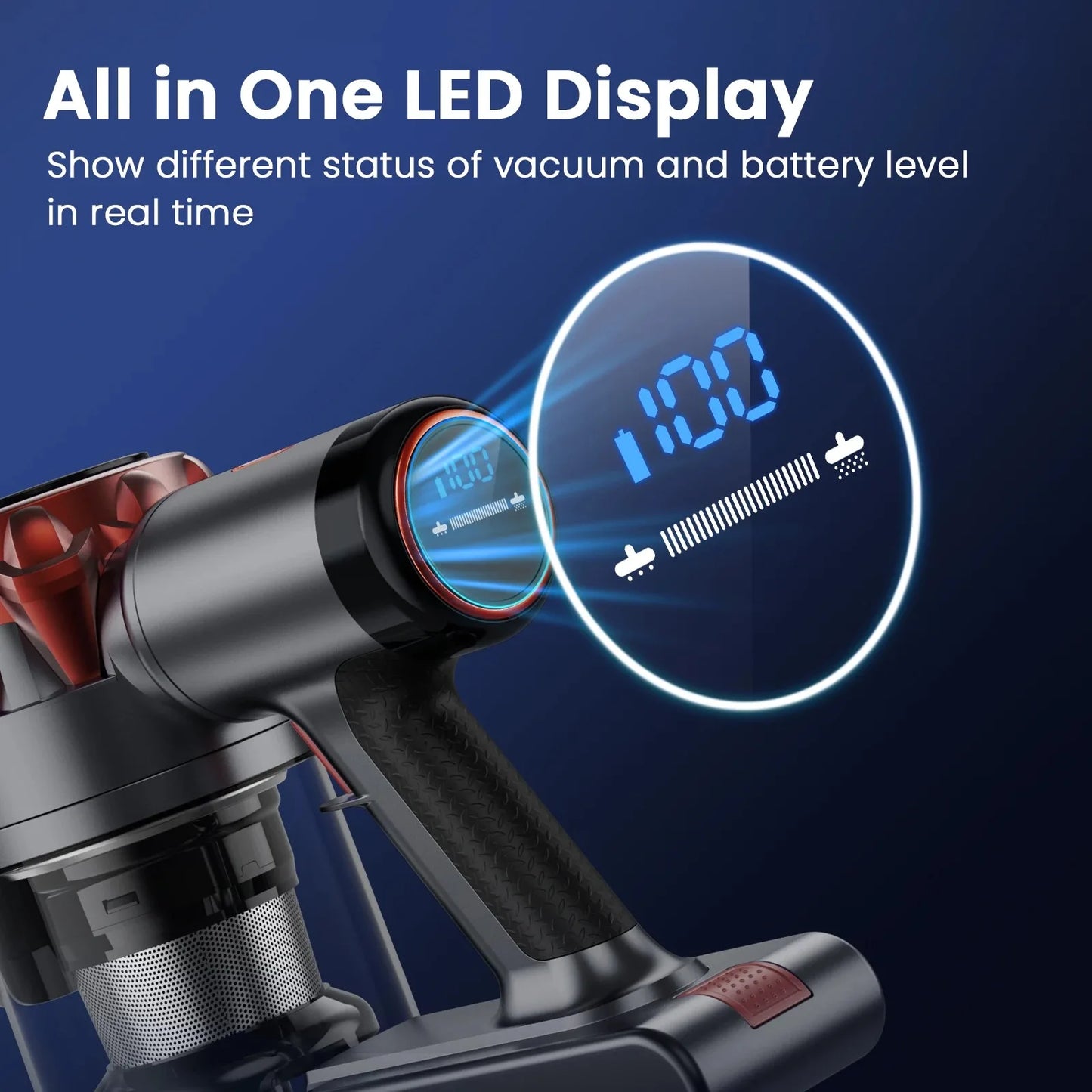 INSE S3P Cordless Vacuum Cleaner 45Kpa Powerful Handheld Stick Vacuum with LED Display 55-Min Running Self-Standing for Carpet H