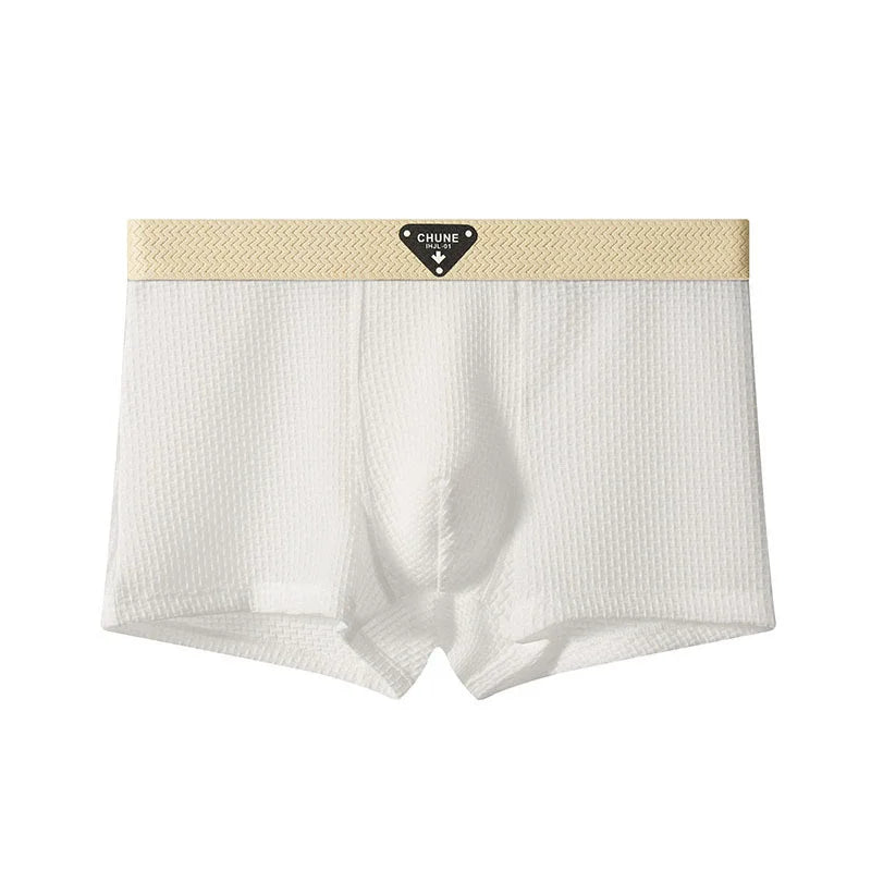 1/3PCS Men's Cool Ice Silk Boxers Shorts Summer Satin-like Solid Underpants Skin Friendly Breathable Mesh Crotch Male Underwear