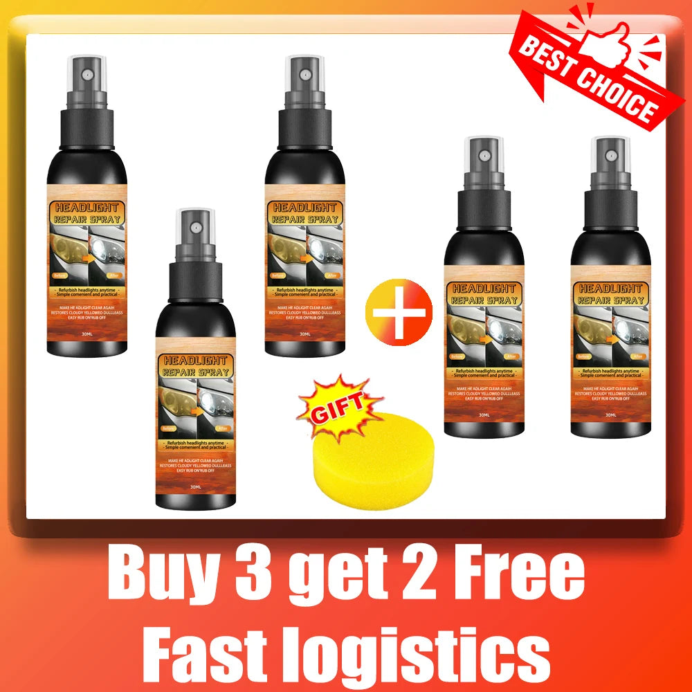 Car Headlight Coating Spray Liquid Car Light Cleaner And Restorer UV Resistant Long Lasting Head Light Coating Spray